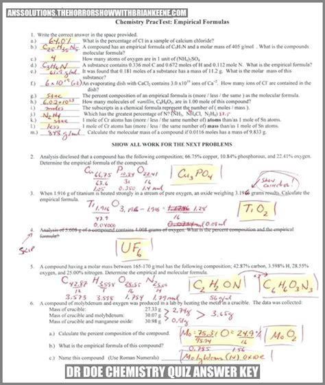 What you do to a wrinkled shirt - Iron - Fe 3. . Dr doe chemistry quiz answer key